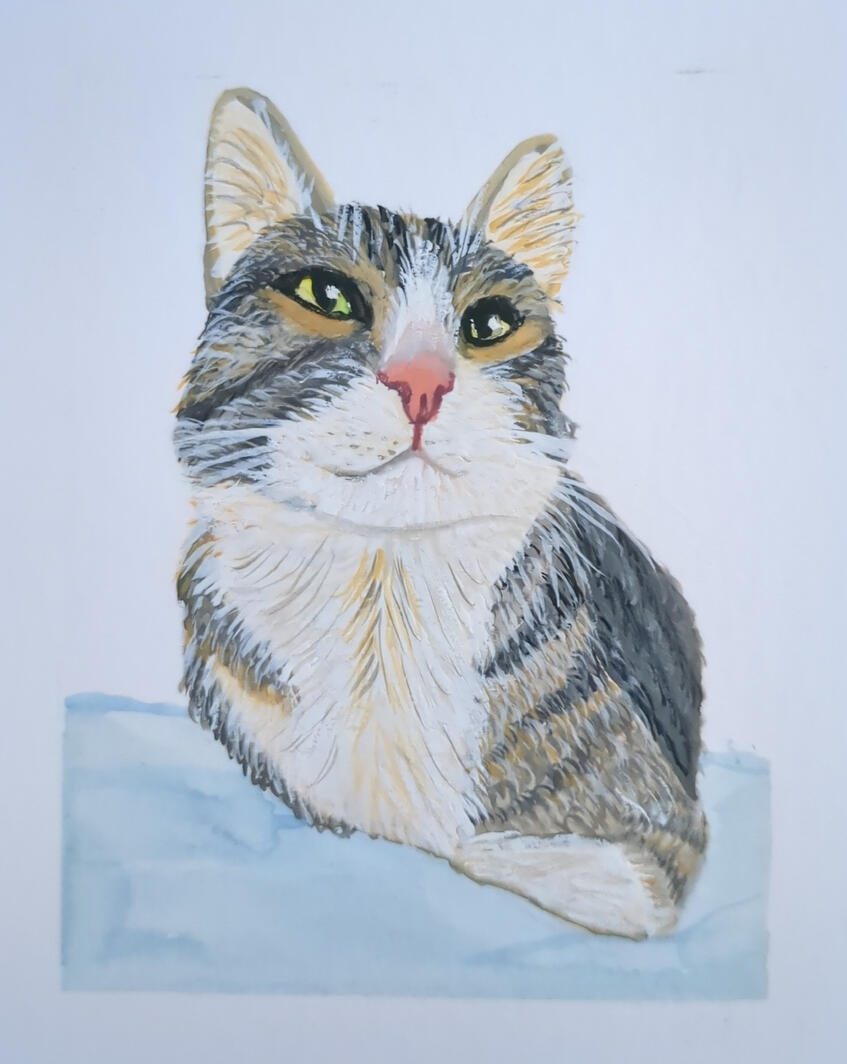 Miá,, Watercolor + gouache, 10,5 x 14,8 cm (A6)